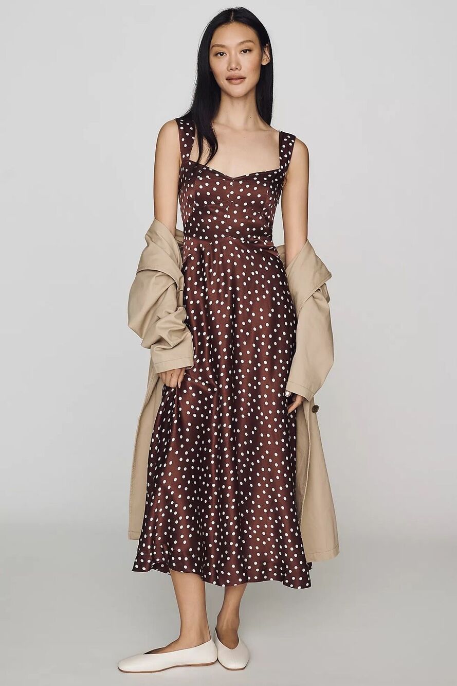 New Anthropologie Jocelyn Sleeveless Slip Midi Dress by Maeve Size L - Picture 2 of 11